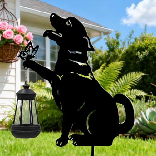 twinbling Solar Black Dog Lights Patio Decorations Outdoor - color: Dog