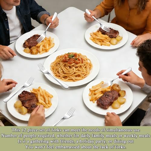 Berglander Dinner Forks Set 12pcs 7.28", Stainless Steel table Fork, Dessert Salad Forks, Flatware Silverware Fork for Home Kitchen, Restaurant, Hotel, Cost-Effective Bulk Value Dishwasher Safe