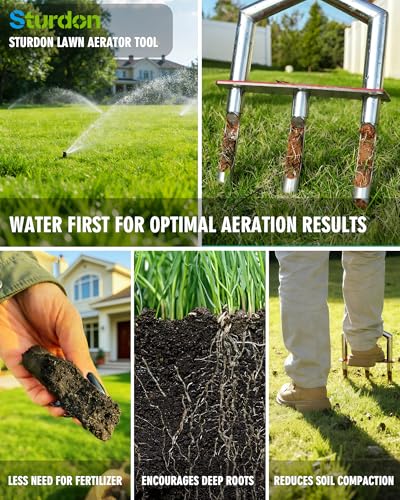 Manual Lawn Aerator - 42 Inch, 304 Stainless Steel Aerator Lawn Tool