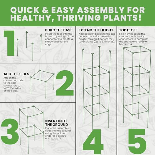 3 Pack 58" Square Tomato Cages for Garden - Large Tomato Trellis Stakes - size: 3 Pack, 58 Inches