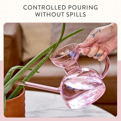 Modern Sprout Glass Watering Can - 32 oz - Long Spout Modern Decor (Blush) - color: Blush