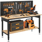 CAMMOO 60" Work Bench with Storage & Pegboard, 2000LBS Max Load, Storage Shelf & Power Strip
