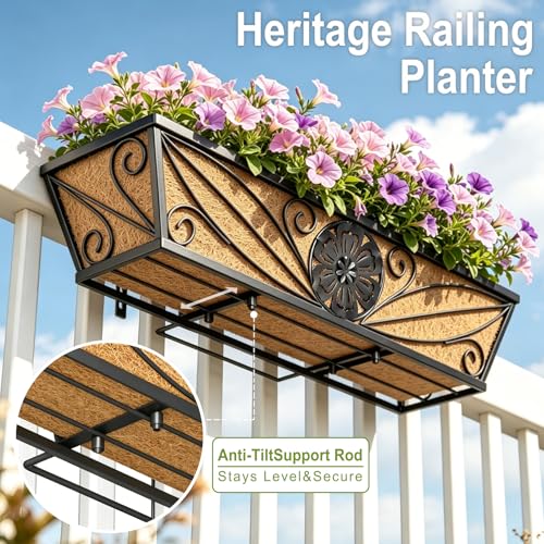 2 Pack 24 Inch Railing Planter Boxes