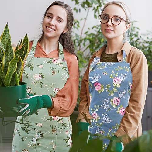 Floral Aprons for Women, 2 Pack Kitchen Aprons for Cooking Baking Gardening