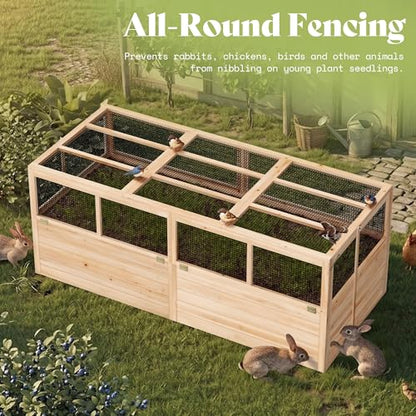 AMERLIFE Raised Garden Bed with Fencing and Trellis,18" Planting Depth - size: 6.6x5.6x3 FT