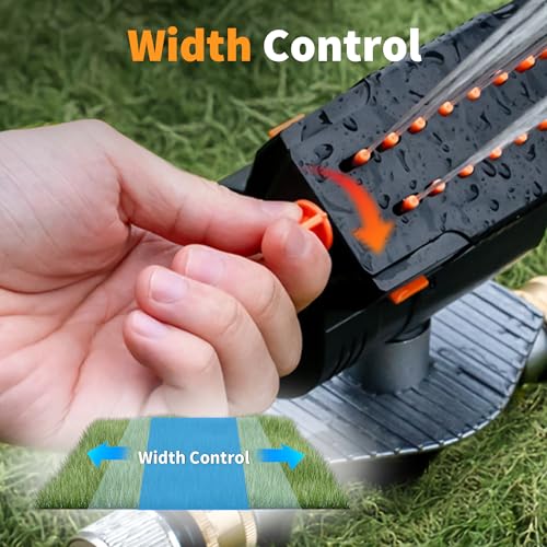 Diivoo Garden Sprinkler with Step Spike Base, Mini Turbo Oscillating Water Sprinklers for Yard, Adjustable Width, Range and Flow Rate, 16 Nozzles, Grey - color: Orange