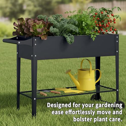 Elevate 2Pcs 32" Tall Raised Garden Bed with Wheel,Planter Box for Backyard,Outdoor Garden, Patio, Balcony, 400lb Capacity,Grey - size: 37.4"x14.6"x31.6", style: Grey(2PCS)