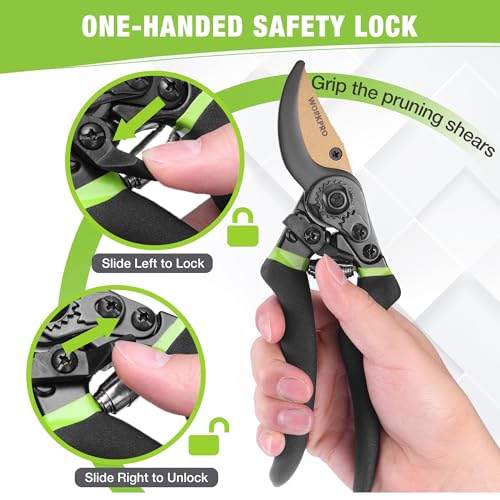 WORKPRO 8.5" Bypass Pruning Shears with Die-cast Aluminum Handle