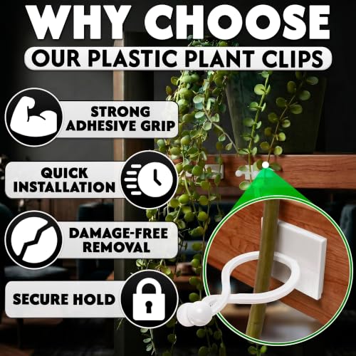 DIMROM 100 Pcs Climbing Plant Wall Clips, Flexible, Self-Adhesive (White)