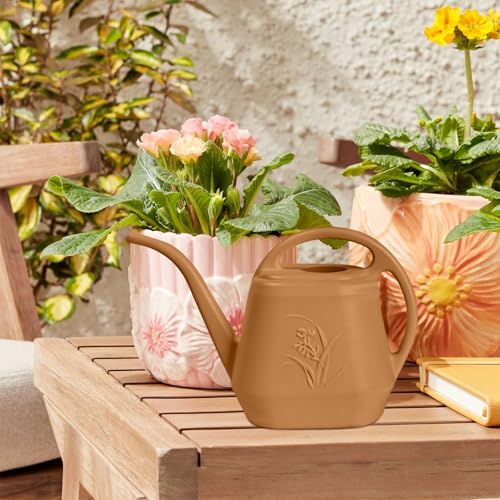 Plastic Watering Can - for Indoor and Outdoor Home Garden Plants - with Long Spout - Copper Color - 1/2 Gallon