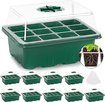 MIXC 10 Pack Seed Starter Tray, 120Cell Stater Kit with Humidity Dome Green - color: Green, size: 12 Cell