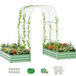 3 in 1 Galvanized Raised Garden Bed with 87" H Arch Trellis - color: Cyan Green, size: 47.3" Lx 24" Wx 12"H