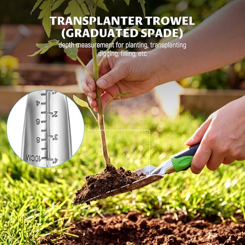 Gardening Tool Set, Heavy Duty Aluminum Alloy Hand Tools, Ergonomic Handle Design, Ideal Gardening Gifts for Women, Men, Mom and Dad