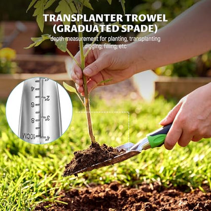 Gardening Tool Set, Heavy Duty Aluminum Alloy Hand Tools, Ergonomic Handle Design, Ideal Gardening Gifts for Women, Men, Mom and Dad