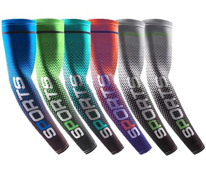 Bacophy UV Protection Arm Sleeves Cooling Cover for Men Women 6 Pairs - color: Orange+green+deep Blue+light Blue+grey*2