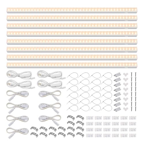 Barrina T5 Grow Lights, Full Spectrum, 2ft 80W (8 x 10W), Yellow, 8 Packs - color: Yellow, size: 2ft-white Cover