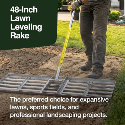 Rocklin™ 48" Lawn Leveling Rake, Stainless Steel, 78" Handle - size: 48 Inches