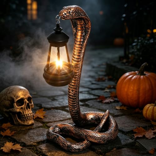 Solar Garden Outdoor Statues Snake with Solar Lights Outdoor Chrismtas Decorations - Lawn Decor Snake Statue for Patio, Balcony, Yard Ornament - Unique Housewarming Gifts (Brass Color) - color: Copper Small Snake