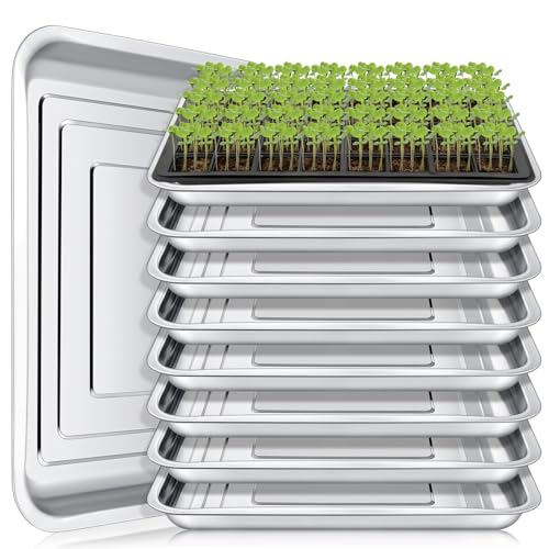 FillTouch 10 Pcs Stainless Steel Seed Starter Tray, 15.8 x 11.8 x 1.4 Inch - size: 15.8 x 11.8 x 1.4 Inch
