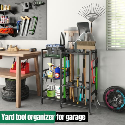 keomaisyto Garden Tool Organizer with Large Hooks, Garage Storage Rack - size: 29.5"W*11.8"D*31.1"H