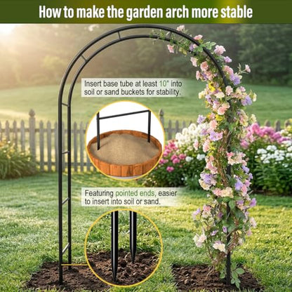 Garden Arch Galvanized Metal Rust-Proof Heavy Duty for Climbing Vines Roses