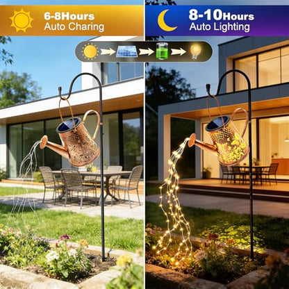 Solar Watering Can Lights:Outdoor Waterproof Metal Led String Lantern - Butterfly Fariy Hanging Decorations for Garden Pathway Patio - Mothers Day Gifts for Mom Grandma Women Over 40 - size: Butterfly