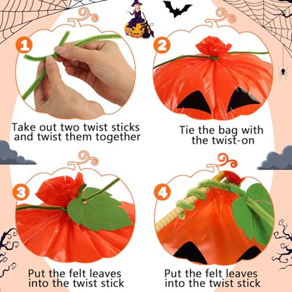 Maitys 18 Pcs Halloween Pumpkin Lawn Leaf Bags with Felt Leaves Reusable