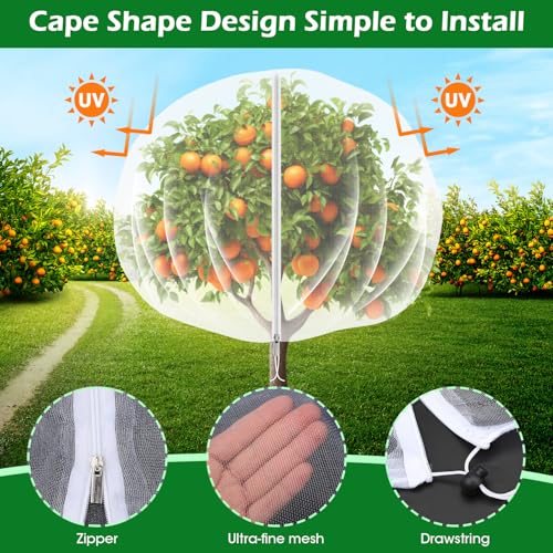 10'x10' Fruit Tree Netting Cover with Zipper and Drawstring