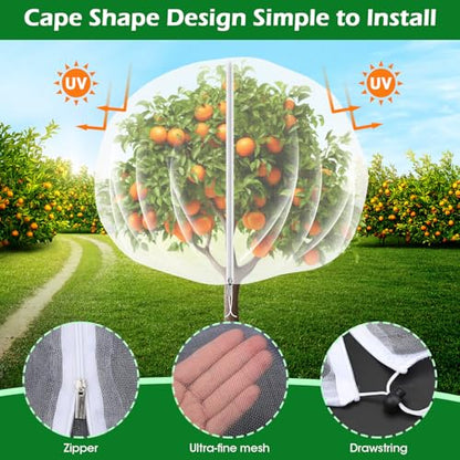 10'x10' Fruit Tree Netting Cover with Zipper and Drawstring