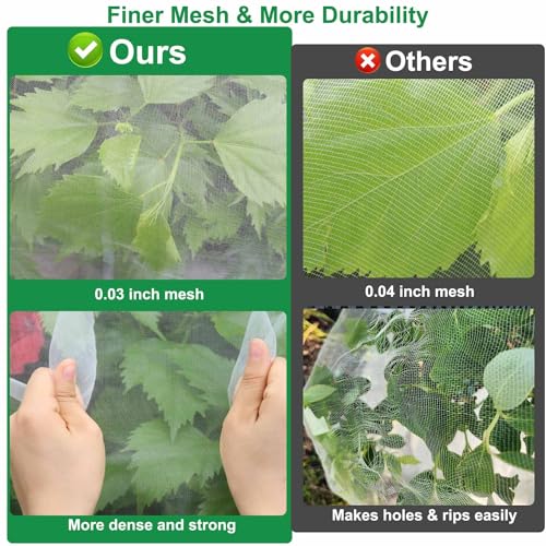 KLEWEE 10 x 50 FT Garden Mesh Netting, Ultra Fine Mesh Plant Netting Covers