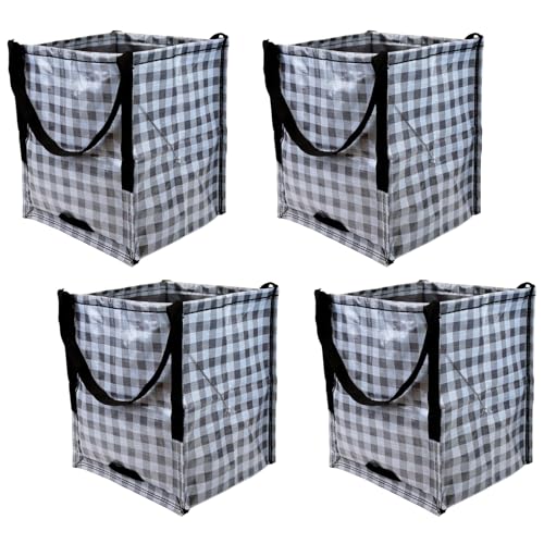 DURASACK Heavy Duty Storage Tote Bag 22-Gallon, Gingham Gray, Pack of 4 - color: Gingham Gray, size: Pack of 4