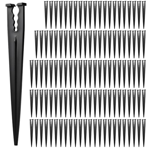 100 Pieces 1/4 Inch Drip Irrigation Support Stakes, 5.6-Inch Long Plastic 1/4'' Heavy-Duty Tubing Holder Stakes for Irrigation Hose/Emitter Support Garden Greenhouse Drip Supplies - size: 1/4" Stake-100P