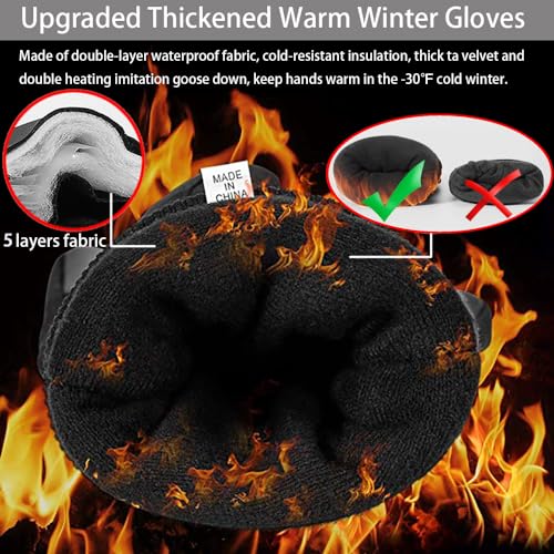 Y&R Direct Mens Winter Gloves -30℉Windproof Waterproof Touch Screen Gloves for Outdoor Work - size: X-Large
