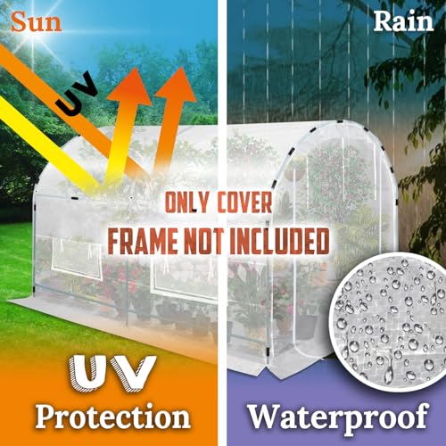 Greenhouse Replacement White Cover for Large Hot House , Support Arch Climbing Frame , Cover Comes in 3 Pieces, with ABS Clamps (Frame Does NOT Included) (10' x 7' x 6') - size: 10' x 7' x 6'