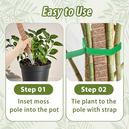 3 Pack Moss Pole, 48 Inch Monstera Plant Support, Moss Poles for Climbing Indoor Plants, Bendable Coco Coir Plant Support Stakes for Potted Plants, Pothos, Philodendron - size: 48 Inch - 3 Packs