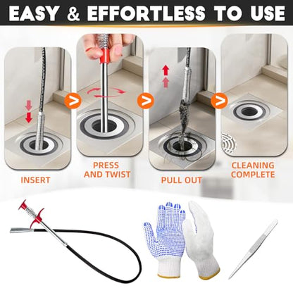 Flexible Grabber Tool (4 Claws), Snake for Shower Drain with Tweezers - color: 24 inches