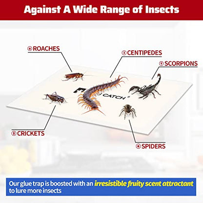 LULUCATCH Cricket Insect Glue Traps - 6 Pack Bug Cockroach Sticky Traps, Large Spider Trap with Pre-Baited Attractant, Highly Effective Glue Boards Indoor, Non-Toxic Pet Safe, Easy to Use - size: 6 Pack