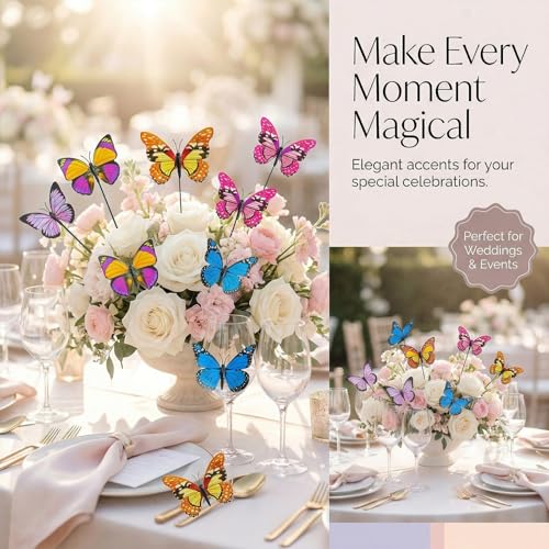 VGOODALL 50PCS Butterfly Garden Decorations, 11.5 Inch Plastic Butterfly - style: Multicolor