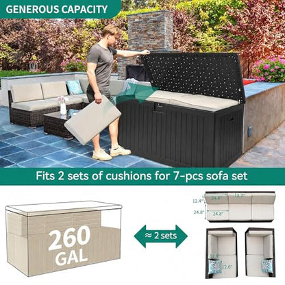 YITAHOME XXL 260 Gallon Large Deck Box - color: Black, size: 230 Gallon Standard