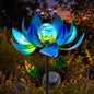 Solar Wind Spinners for Yard and Garden, Color-Changing Metal Lotus Flower - color: Blue