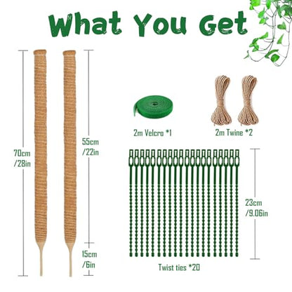 2 Pack 27.56-Inch Bendable Moss Poles for Monstera and Climbing Plants - size: 2 Pack - 70cm