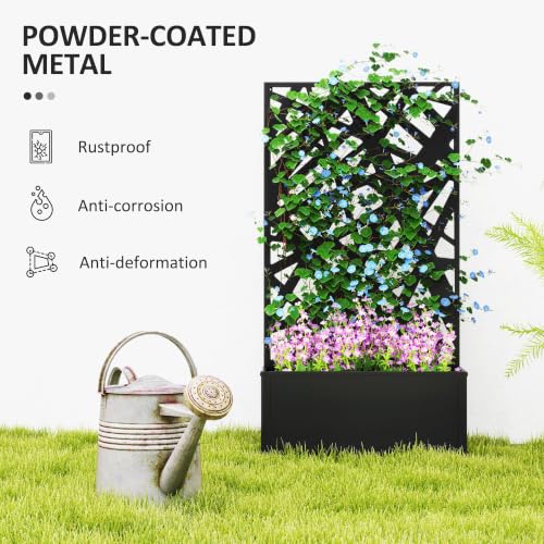Outsunny Metal Raised Garden Bed with Trellis, Irregular Line Cut-Outs - style: Irregular Line Cut-Outs