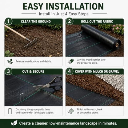 3FTx250FT Weed Barrier Landscape Fabric Heavy Duty 5oz Pro Ground Cover Mat - size: 5oz-3ftx250ft