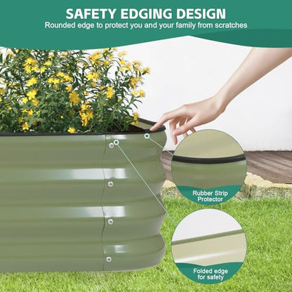 3 in 1 Galvanized Raised Garden Bed, 4x2x1ft, 2Pack, Green - color: Green, size: 4x2x1ft (2packs)