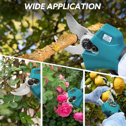 Electric Pruning Shears Cordless for Gardening - 1.2" Cutting Diameter Battery Powered Pruner with LCD Display & 2 Rechargeable Batteries, Brushless Power Pruner Heavy Duty for Tree Branch - style: Blue-30mm