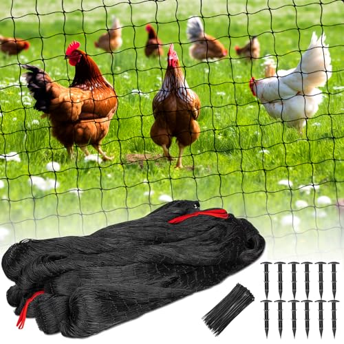 BSTPCOO 2.4" Mesh Bird Netting for Chicken Coop 50'x50', Poultry Netting - size: 50'×50'-2.4''
