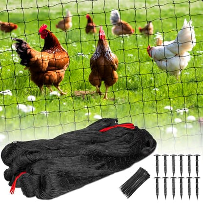 BSTPCOO 2.4" Mesh Bird Netting for Chicken Coop 50'x50', Poultry Netting - size: 50'×50'-2.4''