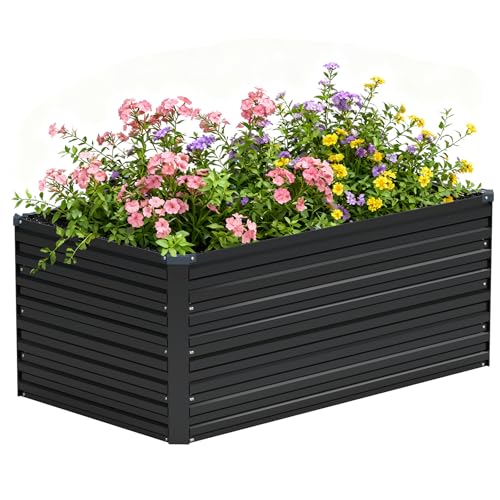 Vengarus 4x2x2ft Galvanized Raised Garden Bed,Metal Raised Beds Kit Black - color: Black, size: 4x2x2 ft