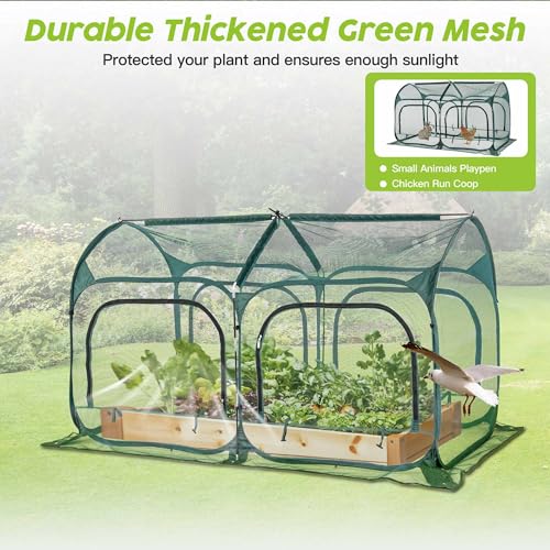 Poray Large 8.2x4FT Plant Netting Cover, Pop up Tunnel Crop Cage Gardening Net,Pest Guard Cover for Vegetables &Fruits,Durable Gardening Net for Plant and Animal - size: Large 8.2x4.1X4.3FT