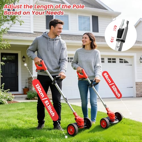 ALSO GO 24V Electric Weed Wacker with Wheels, Grass Trimmer Cordless